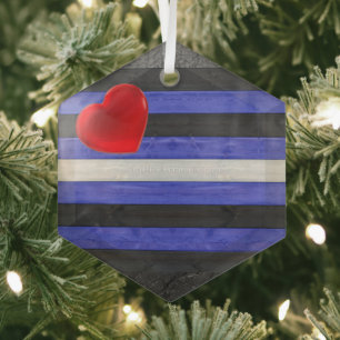 SlipperyJoe's leren trotsvlag zwart koningsblauw  Glas Ornament