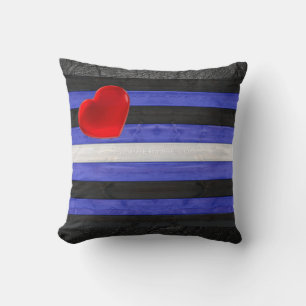 SlipperyJoe's leren trotsvlag zwart koningsblauw  Kussen