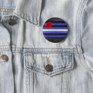 SlipperyJoe's leren trotsvlag zwart koningsblauw  Ronde Button 5,7 Cm