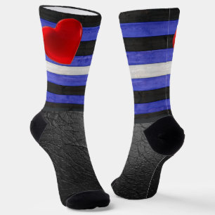 SlipperyJoe's leren trotsvlag zwart koningsblauw  Sokken