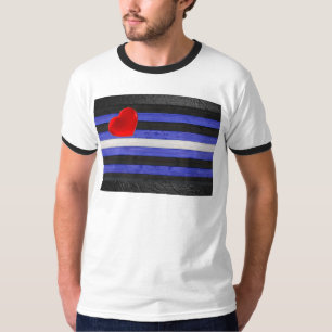 SlipperyJoe's leren trotsvlag zwart koningsblauw T-shirt