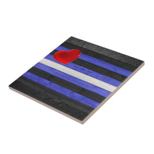 SlipperyJoe's leren trotsvlag zwart koningsblauw Tegeltje