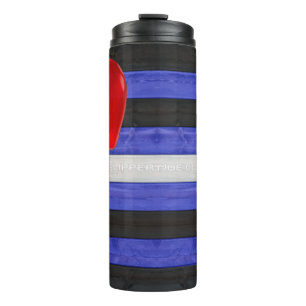 SlipperyJoe's leren trotsvlag zwart koningsblauw Thermosbeker