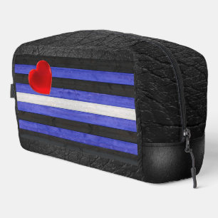 SlipperyJoe's leren trotsvlag zwart koningsblauw Toilettasje