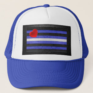 SlipperyJoe's leren trotsvlag zwart koningsblauw Trucker Pet