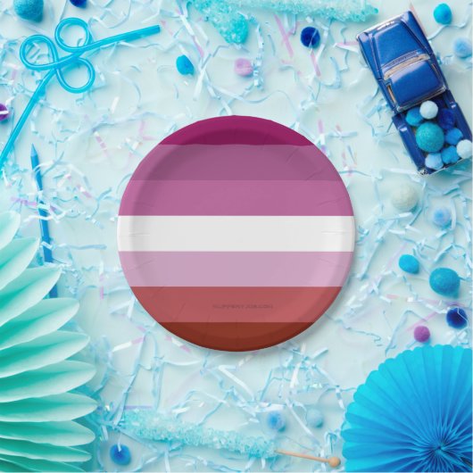 SlipperyJoe's Lesbian Pride vlag feminine Lipstick Papieren Bordje (Feest)