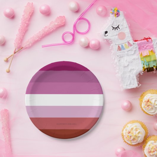 SlipperyJoe's Lesbian Pride vlag feminine Lipstick Papieren Bordje (Feest)