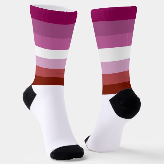 SlipperyJoe's Lesbian Pride vlag feminine Lipstick Sokken (Gebogen)