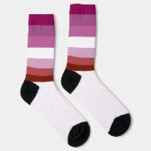 SlipperyJoe's Lesbian Pride vlag feminine Lipstick Sokken (Rechts)
