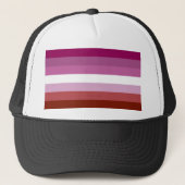 SlipperyJoe's Lesbian Pride vlag feminine Lipstick Trucker Pet (Voorkant)