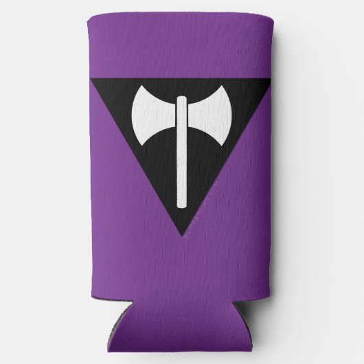 SlipperyJoe's Lesbian Pride vlag Labrys ax triangl Seltzer Blikjeskoeler (Achterkant)