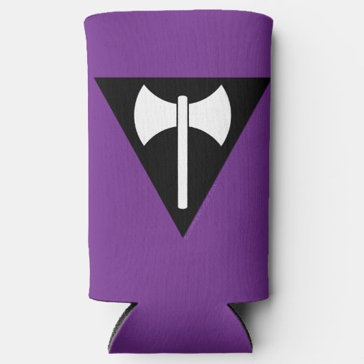 SlipperyJoe's Lesbian Pride vlag Labrys ax triangl Seltzer Blikjeskoeler (Voorkant)