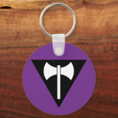SlipperyJoe's Lesbische Pride vlag Labrys ax drieh Sleutelhanger (Voorkant)