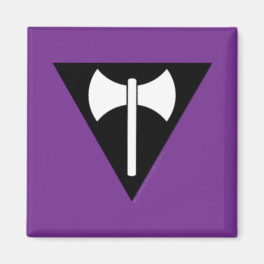 SlipperyJoe's Lesbische Pride vlag Labrys bijl dri Magneet (Voorkant)