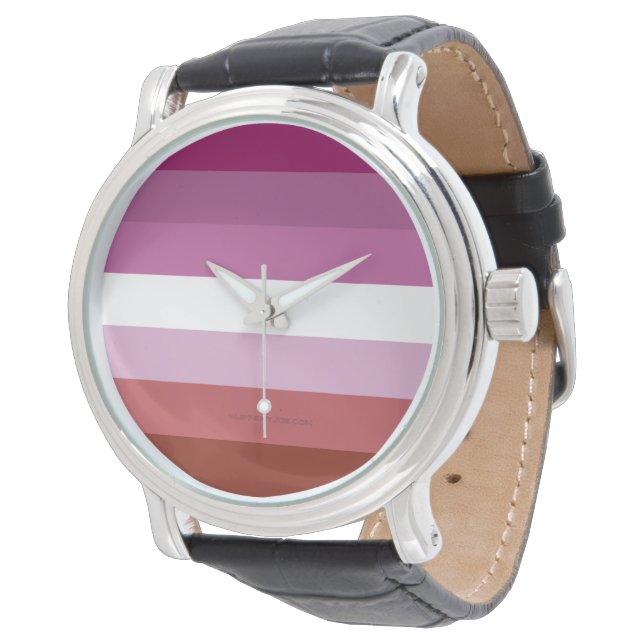 SlipperyJoe's lesbische trots vlag vrouwelijke gem Horloge (Gekanteld)
