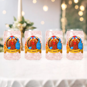 SlipperyJoe's leuke cartoon Thanksgiving-ontwerp Blikvorm Glas