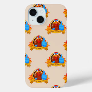 SlipperyJoe's leuke cartoonstijl Thanksgiving-ontw iPhone 15 Case