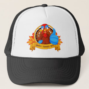 SlipperyJoe's leuke cartoonstijl Thanksgiving-ontw Trucker Pet