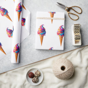 SlipperyJoe's levendige ijsje voedselklassieker Cadeaupapier