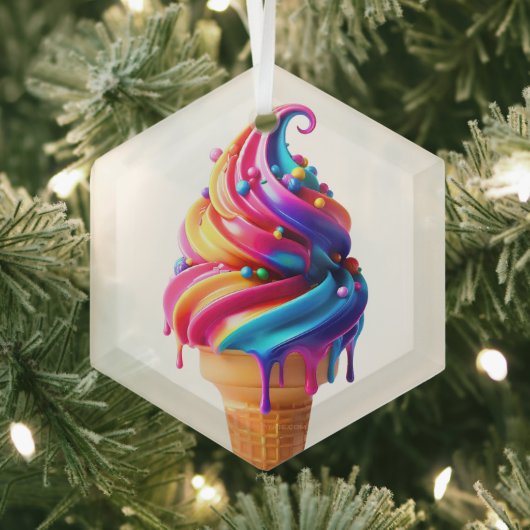 SlipperyJoe's levendige ijsje voedselklassieker Glas Ornament (Insitu)