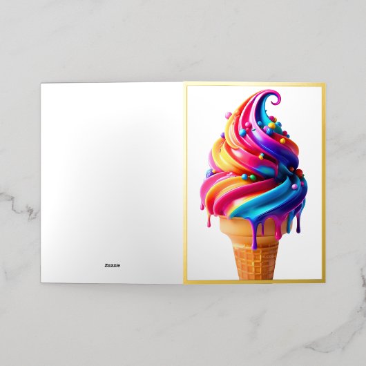 SlipperyJoe's levendige ijskegel food classic Folie Feestdagenkaart (Buiten Laag)