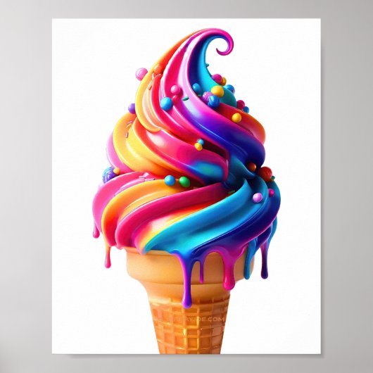 SlipperyJoe's levendige ijskegel food classic Poster (Voorkant)