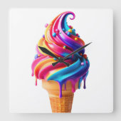 SlipperyJoe's levendige ijskegel food classic Vierkante Klok (Voorkant)