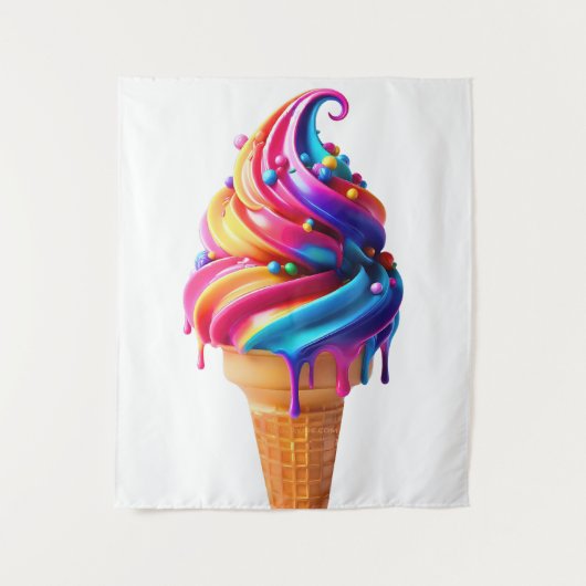 SlipperyJoe's levendige ijskegel food classic Wandkleed (Voorkant)