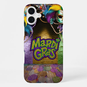 SlipperyJoe's levendige Mardi Gras grafische klass iPhone 16 Plus Hoesje