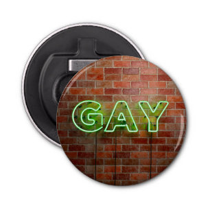 SlipperyJoe's levendige neonhomobord groene bakste Button Flesopener
