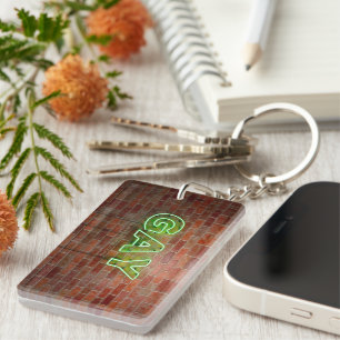 SlipperyJoe's levendige neonhomobord groene bakste Sleutelhanger