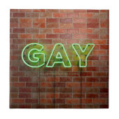 SlipperyJoe's levendige neonhomobord groene bakste Tegeltje (Voorkant)