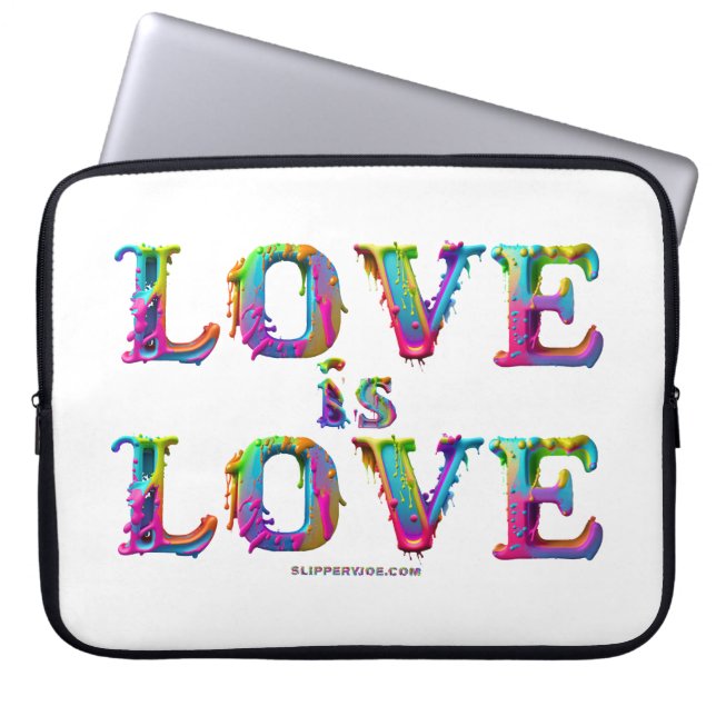 SlipperyJoe's liefde is liefde spuitverf gay pride Laptop Sleeve (Voorkant)