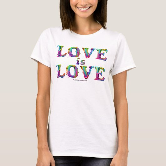 SlipperyJoe's liefde is liefde spuitverf gay pride T-shirt (Voorkant)