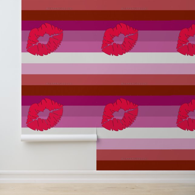 SlipperyJoe's lippenstift lesbische pride vlag gay Behang (Applicatie)