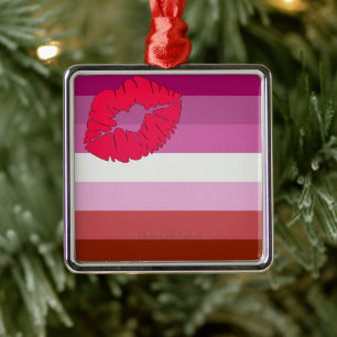 SlipperyJoe's lippenstift lesbische pride vlag gay Metalen Ornament
