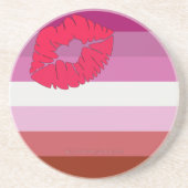 SlipperyJoe's lippenstift lesbische pride vlag gay Zandsteen Onderzetter (Voorkant)