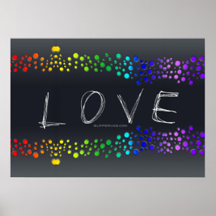 SlipperyJoe's Love-woorden regenboogachtige stippe Poster