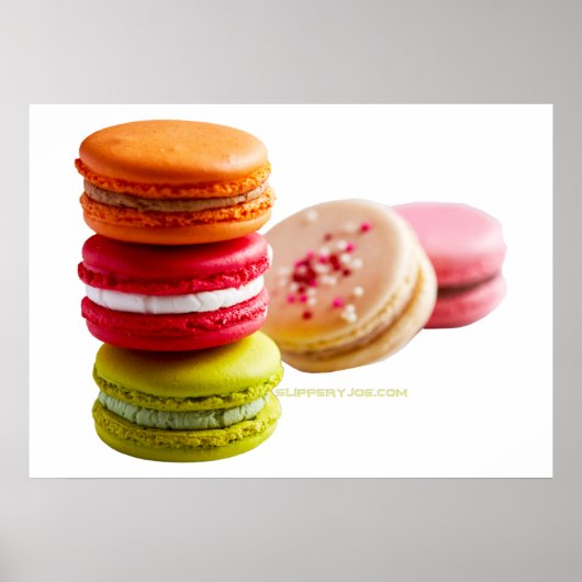 SlipperyJoe's Macaroon koekjes Franse gestapelde l Poster (Voorkant)