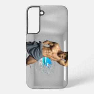 SlipperyJoe's Man handdoek gebroken witte bakstene Samsung Galaxy Hoesje