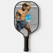 SlipperyJoe's Man in een handdoek witte kamerspier Pickleball Paddle (Achterkant)