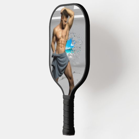 SlipperyJoe's Man in een handdoek witte kamerspier Pickleball Paddle (Links)