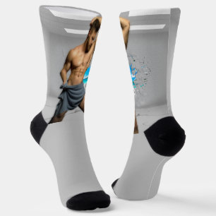 SlipperyJoe's Man in een handdoek witte kamerspier Sokken