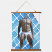 SlipperyJoe's Man ondergoed 6-pak borstkas mannetj Hangend Wandkleed (Voorkant)