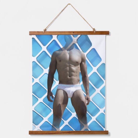 SlipperyJoe's Man ondergoed 6-pak borstkas mannetj Hangend Wandkleed (Voorkant)