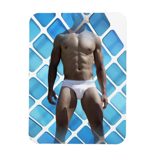 SlipperyJoe's Man ondergoed 6-pak borstkas mannetj Magneet (Verticaal)