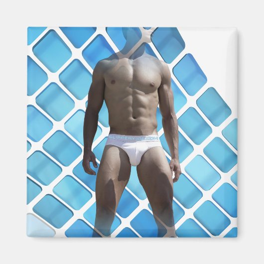 SlipperyJoe's Man ondergoed 6-pak borstkas mannetj Magneet (Voorkant)