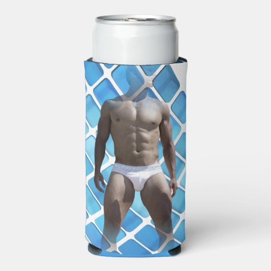 SlipperyJoe's Man ondergoed 6-pak borstkas mannetj Seltzer Blikjeskoeler (Seltzer Voorkant)