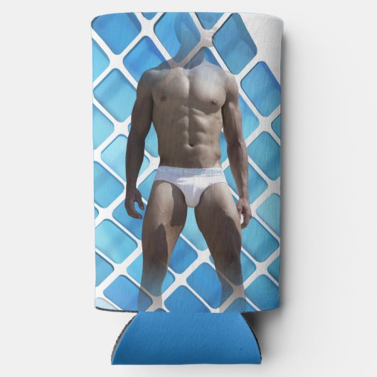 SlipperyJoe's Man ondergoed 6-pak borstkas mannetj Seltzer Blikjeskoeler (Achterkant)