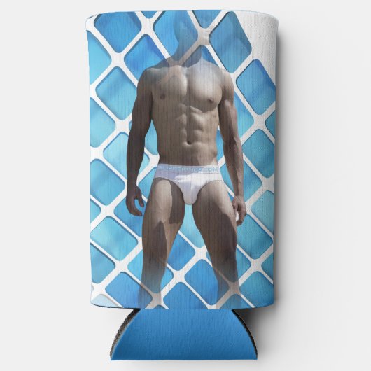 SlipperyJoe's Man ondergoed 6-pak borstkas mannetj Seltzer Blikjeskoeler (Voorkant)